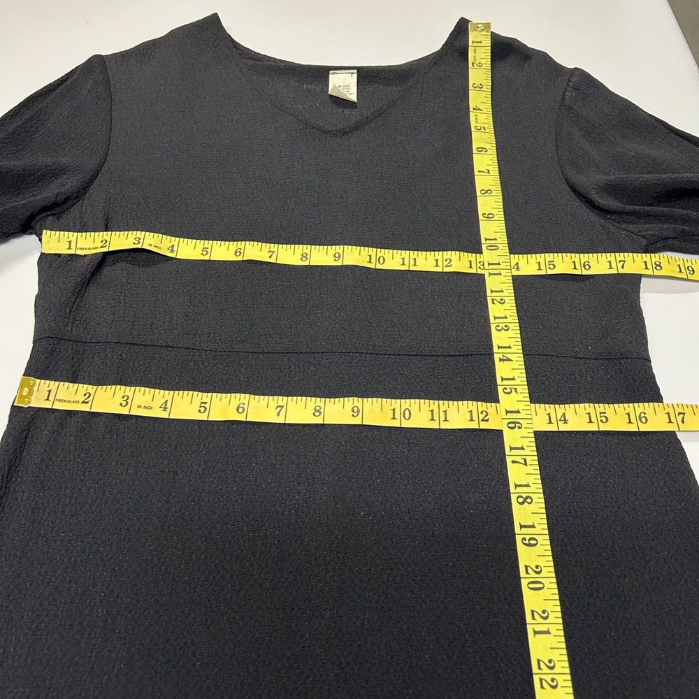 Vintage Morgan & Co Women Midi Shift Dress Sz 12 Black Minimalist Classic Modest - Picture 6 of 8
